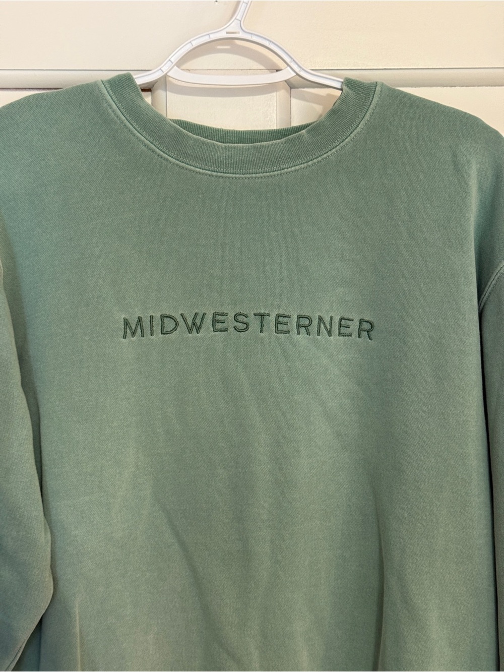 Jupmode Midwesterner Embroidered Crewneck Sweatshirt Sage Green 25417 - Picture 3 of 9